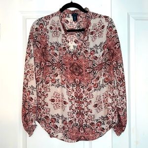 Paraphrase, size Medium, 100% polyester, blouse, floral print